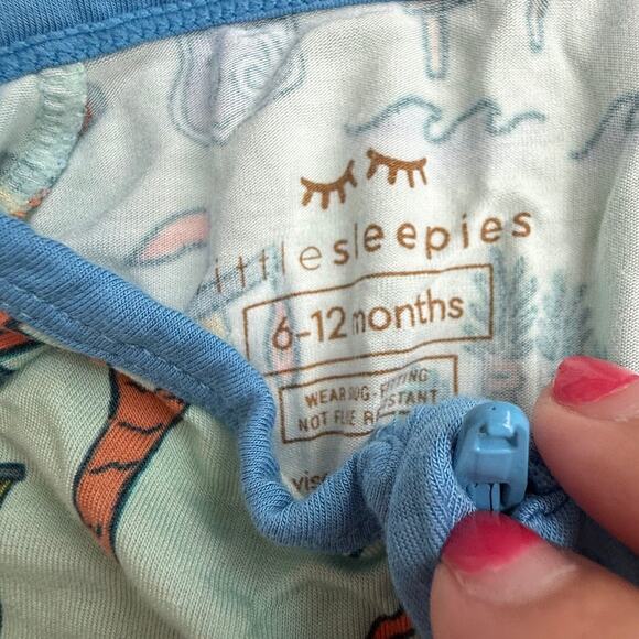 Little Sleepies Baby Green Golden State Zippy Romper Size 6-12 M - Picture 7 of 7